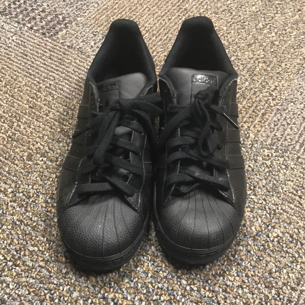 Adidas all black superstars
